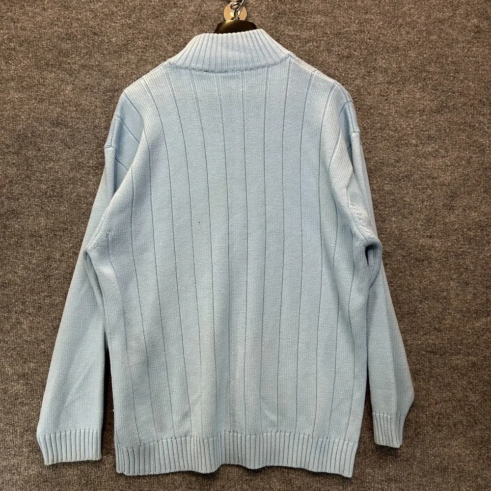 Vintage Southpole Knit 1/4 Zip Sweater Men's Blue Ribbed Pullover Y2K Size XL
